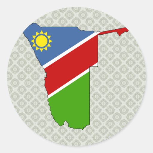 Namibia Flag Map full size Round Stickers