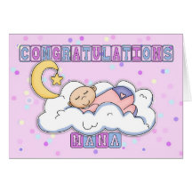 Nana New Baby Girl Congratulations Greeting Cards