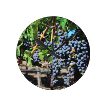 Napa Vineyard Grapes on Vine Wall Clock
