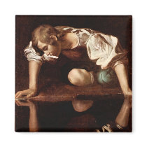 Narcissus by Caravaggio Magnet