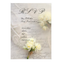 narcissus, hearts with old script RSVP card