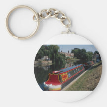 Narrow boat at Jesus Green, River Cam, Cambridge, Key Chain