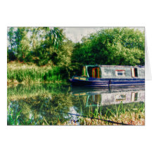 Narrow boat on the River Nene card