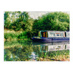 Narrow boat on the River Nene postcard