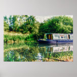 Narrow boat on the River Nene Print