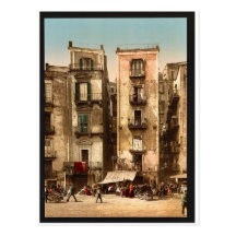 Narrow streets, Naples, Italy classic Photochrom Postcards