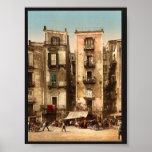 Narrow streets, Naples, Italy classic Photochrom Poster