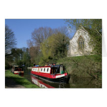 Narrowboat & Church On Oxford Canal Greeting Card