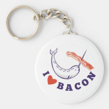 narwhal whale i love bacon key chain