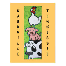 Nashville, Tennessee barnyard trio postcard