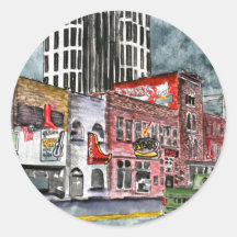 nashville tennessee country music capital art round sticker