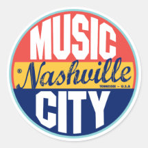 Nashville Vintage Label Round Stickers