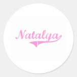 Natalya Classic Style Name Round Sticker