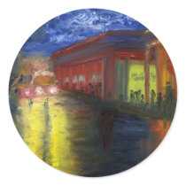 Natchitoches, Louisiana at Night Round Sticker