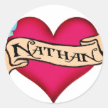 Nathan - Custom Heart Tattoo T-shirts & Gifts Stickers