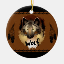 Native America Grey Wolf  Ornament