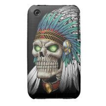 Native American Indian Tribal Gothic Skull iPhone 3 Case-Mate Case