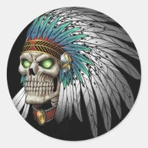 Native American Indian Tribal Gothic Skull Sticker