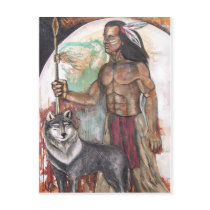 Native American Indian & Wolf Postcards