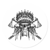 Native American Skulls Round Sticker