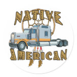 Native American Trucker Round Stickers