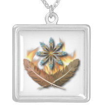 native red tailed hawk feathers and flames digital pendants