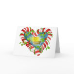 Nativity in Candy Cane Heart Greeting Cards