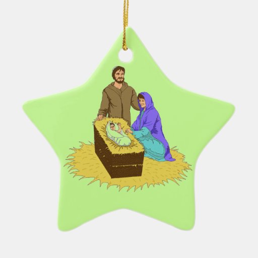 nativity on a star christmas tree ornament
