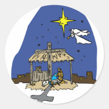Nativity Scene Round Stickers