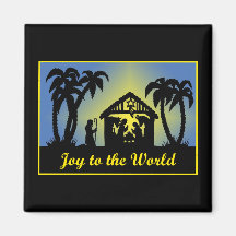 Nativity Silhouette Joy to the World Fridge Magnet