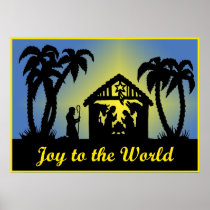 Nativity Silhouette Joy to the World Posters