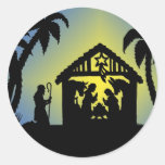 Nativity Silhouette Joy to the World Round Stickers