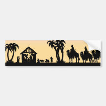 Nativity Silhouette Wise Men on the Horizon Bumper Stickers