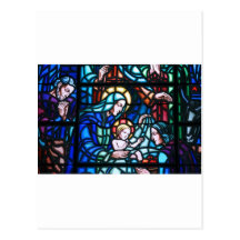 Nativity stained glass window post card