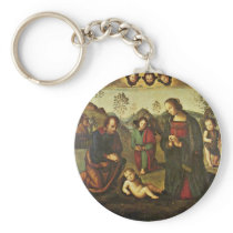 Nativity Tondo By Perugino Pietro (Best Quality) Keychain