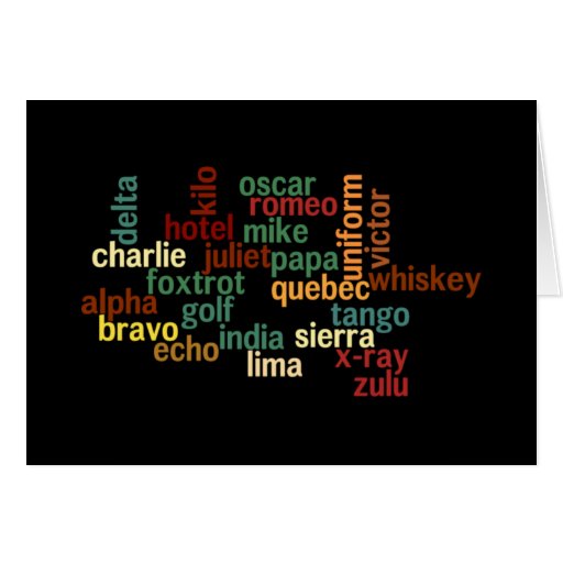 NATO Phonetic Alphabet Dark Background Greeting Card Zazzle
