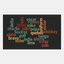 NATO Phonetic Alphabet (Dark Background) Rectangle Sticker