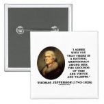 Natural Aristocracy Among Men Virtue Talents Quote Pinback Button