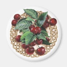 Natural Circle Celtic Knot with Cherries Artwork. Refrigerator Magnet