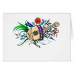 Natural coloured lute and plants card