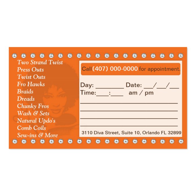 Natural Hair African American Salon Business Card