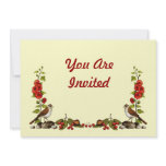 Nature Border: Customizable: Birds, Flowers: Art Custom Invitations