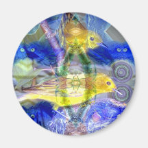 Nature Reflections I - Gold & Blue Birds Fridge Magnet