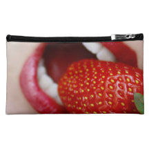 Nature's Candy - Woman Eating Strawberry Makeup Bags