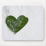 Nature's Winter Snow Romantic Heart of Love mousepads