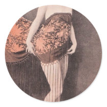 Naught Vintage Lady Round Sticker