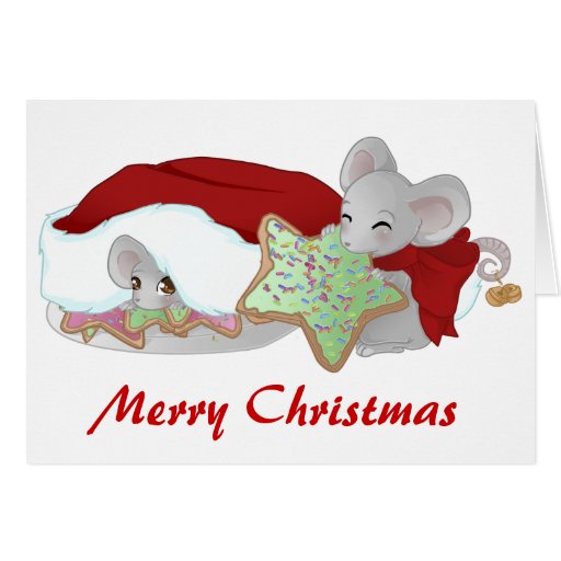 Naughty and shy Christmas mice Cards