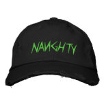 Naughty Distressed Baseball Cap embroidered hats