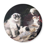 Naughty kittens cats playing with basket adorable magnets