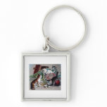 naughty kittens cats playing with yarn antique art keychains